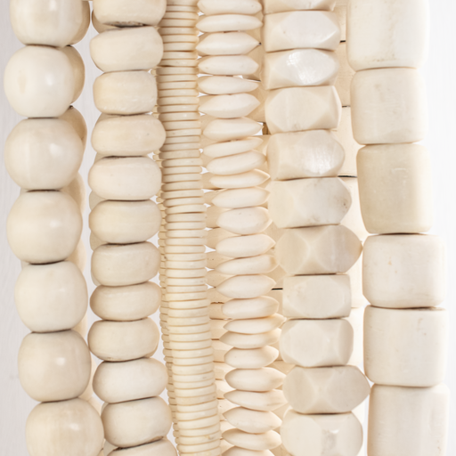 6 Strand Bundle: Classic White Bone Beads - The Bead Chest