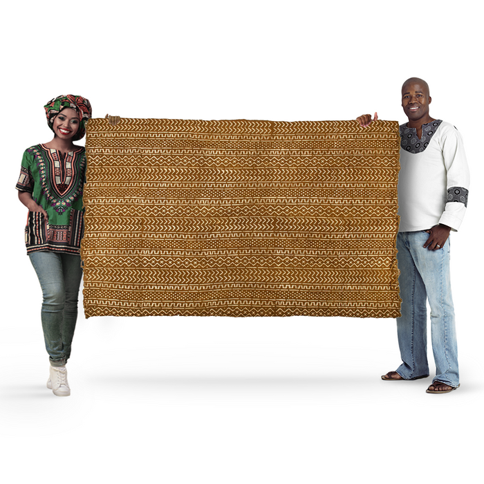 Caramel Brown Bogolan Mali Mud Cloth (Troungoumbe Design) - The Bead Chest