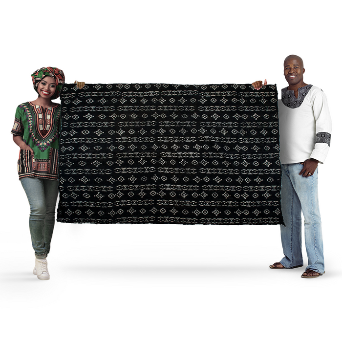 Ebony Black Bogolan Mali Mud Cloth (Koutiala Design) - The Bead Chest