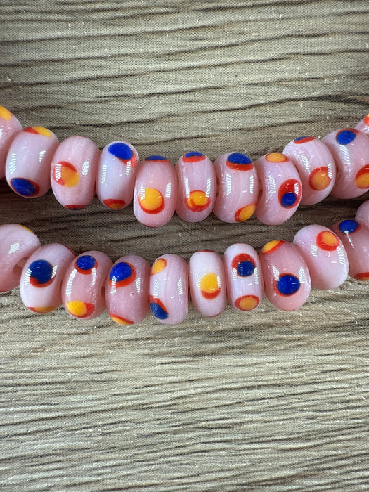 Hidden Gems: Pink Dotted Java Glass Beads