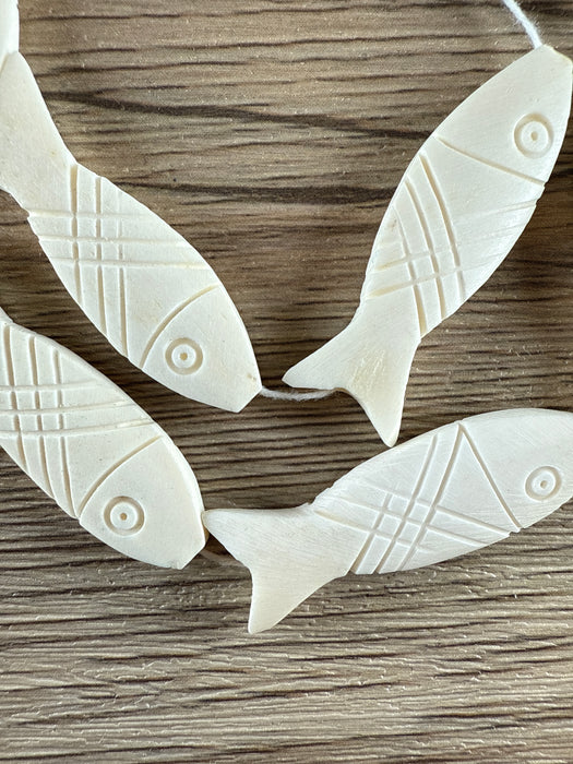 Hidden Gems: White Fish Shaped Bone Beads