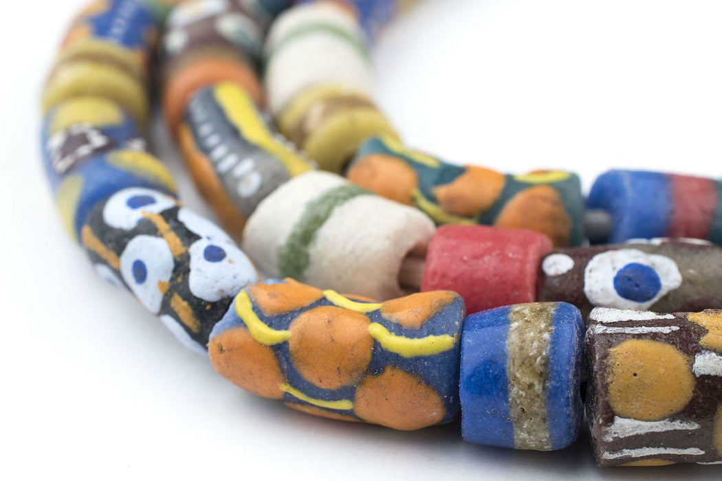 Krobo Fancy Powderglass Beads (Long Strand) - The Bead Chest