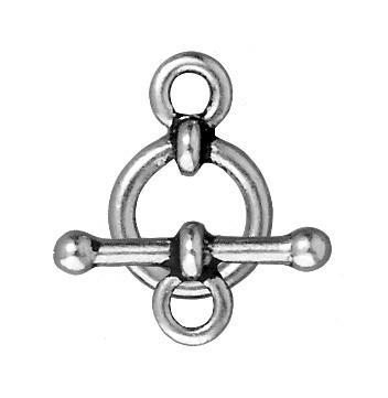 Antiqued Silver Bar & Ring Toggle Clasp Set (10mm) (5 Pack) - The Bead Chest