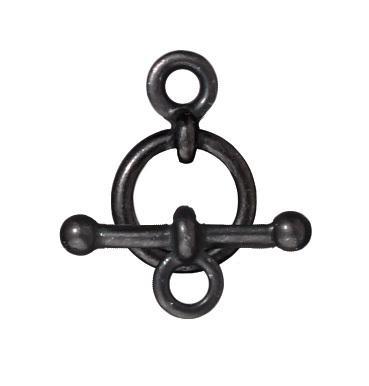 Midnight Black Bar & Ring Toggle Clasp Set (10mm) (10 Pack) - The Bead Chest