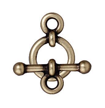 Antiqued Brass Bar & Ring Toggle Clasp Set (10mm) (5 Pack) - The Bead Chest