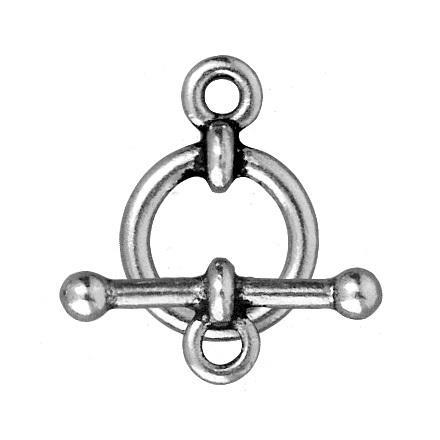 Antiqued Silver Bar & Ring Toggle Clasp Set (12mm) (2 Pack) - The Bead Chest