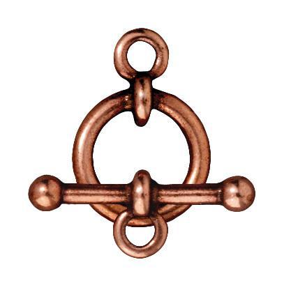 Antiqued Copper Bar & Ring Toggle Clasp Set (12mm) (2 Pack) - The Bead Chest