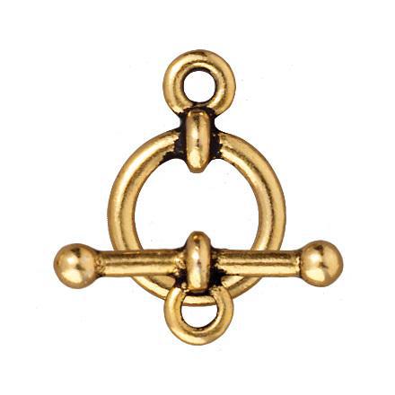 Antiqued Gold Bar & Ring Toggle Clasp Set (12mm) (2 Pack) - The Bead Chest