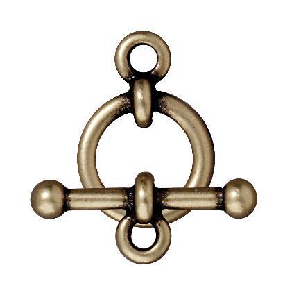 Antiqued Brass Bar & Ring Toggle Clasp Set (12mm) (2 Pack) - The Bead Chest