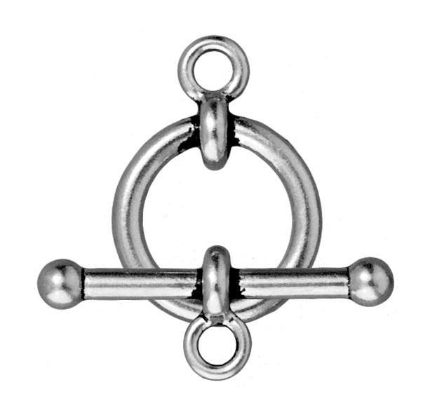 Antiqued Silver Bar & Ring Toggle Clasp Set (18mm) (2 Pack) - The Bead Chest