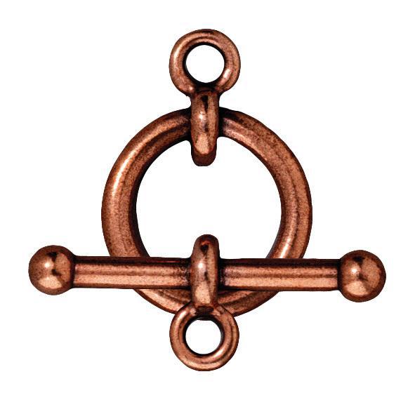 Antiqued Copper Bar & Ring Toggle Clasp Set (18mm) (10 Pack) - The Bead Chest