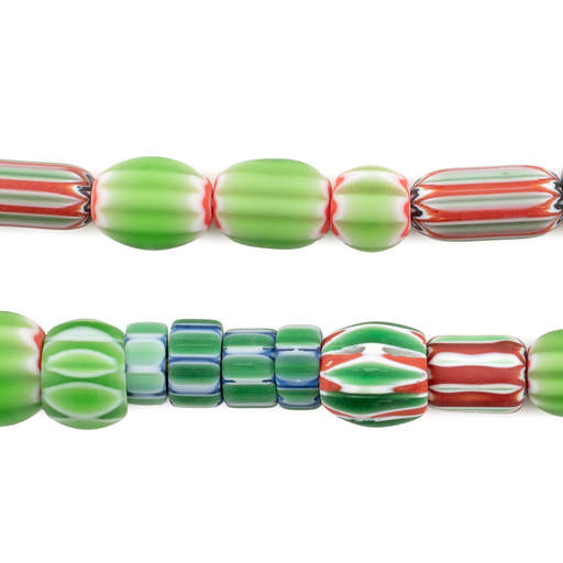 Green & Red Chevron Bead Medley (6-12mm) - The Bead Chest