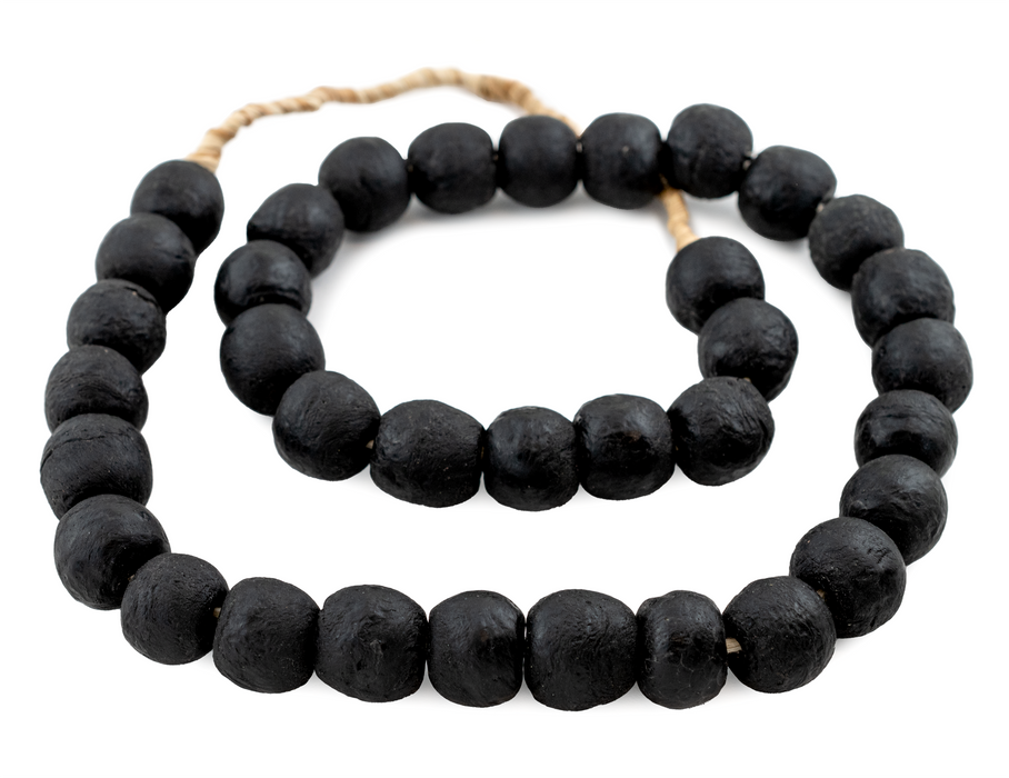 Opaque Black Recycled Glass Beads (18mm) - The Bead Chest