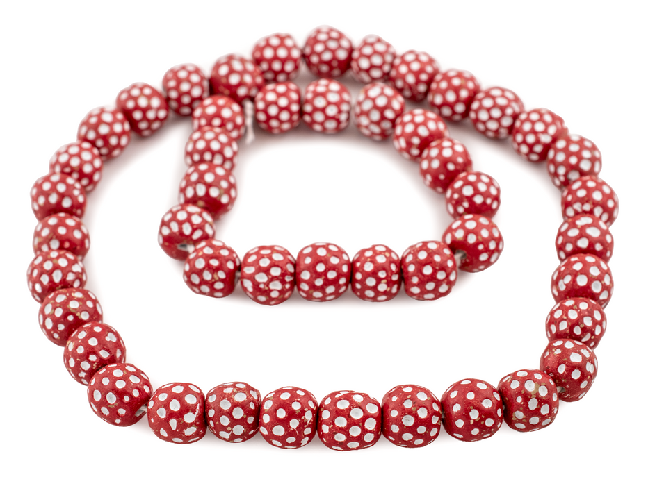 Red Terracotta Polka Dot Beads (14mm) - The Bead Chest