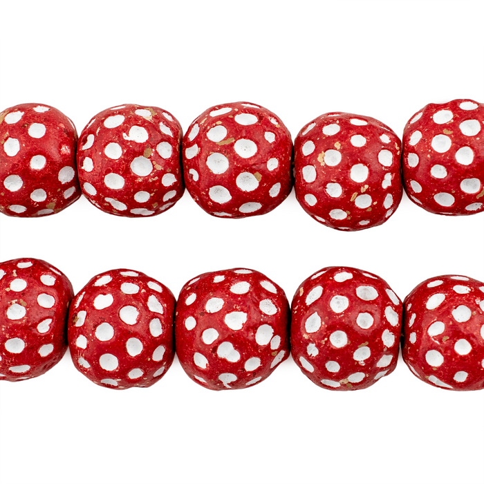 Red Terracotta Polka Dot Beads (14mm) - The Bead Chest