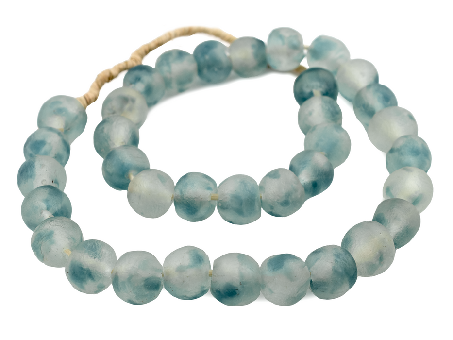 Blue Wave Marine Recycled Glass Beads (18mm) - The Bead Chest