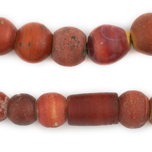 Antique Cornaline D'Aleppo White Heart Venetian Trade Beads #12873 - The Bead Chest