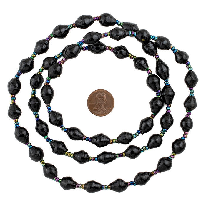 Black Recycled Paper Beads from Uganda - The Bead Chest