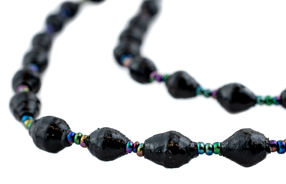 Black Recycled Paper Beads from Uganda - The Bead Chest