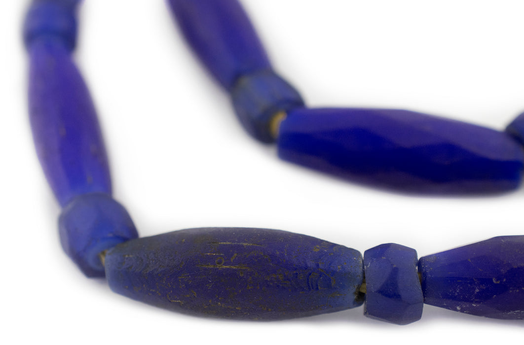 Rare Jumbo Antique Russian Blue Tube Beads #12866
