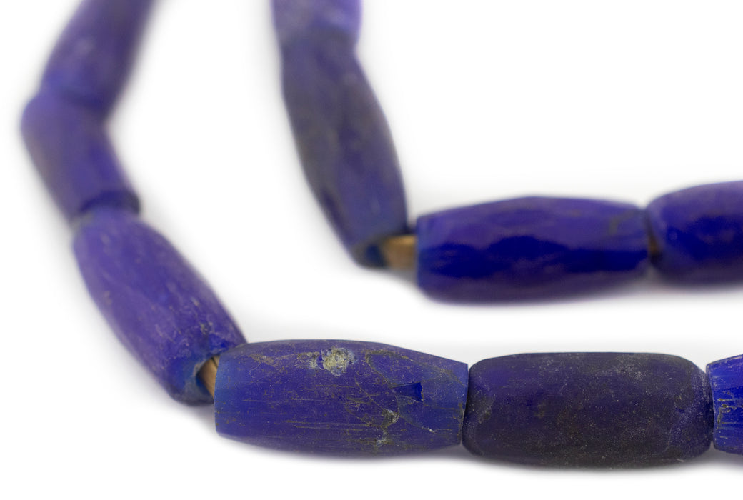Rare Jumbo Antique Russian Blue Tube Beads #12865