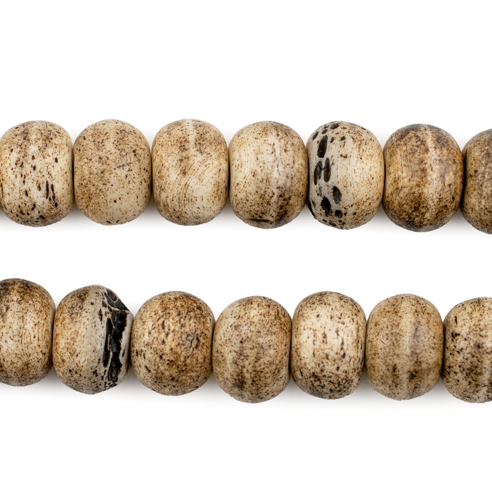 Round Rustic Brown Himalayan Bone Beads (12mm) - The Bead Chest