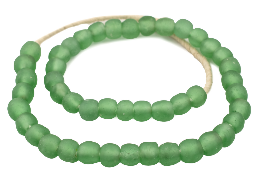 Light Green Recycled Glass Beads (14mm) - The Bead Chest