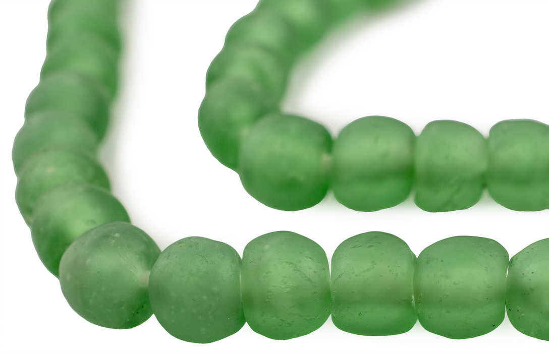 Light Green Recycled Glass Beads (14mm) - The Bead Chest