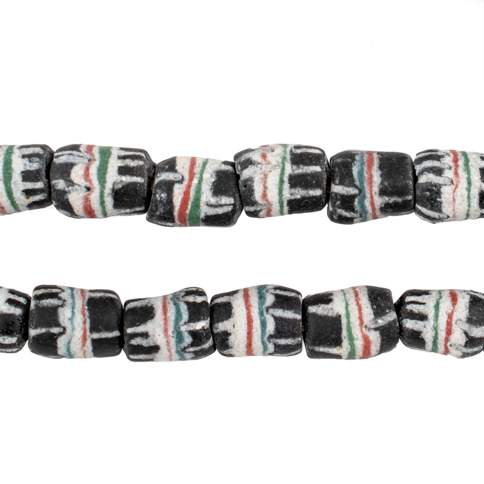 Black Strawstack Sandcast Beads