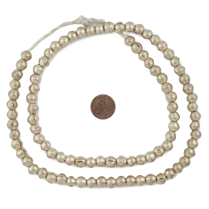 Round White Metal Ethiopian Beads (8mm) - The Bead Chest