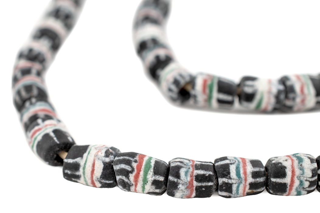 Black Strawstack Sandcast Beads