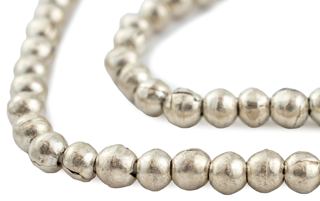 Round White Metal Ethiopian Beads (8mm) - The Bead Chest