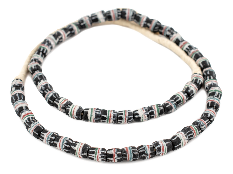 Black Strawstack Sandcast Beads