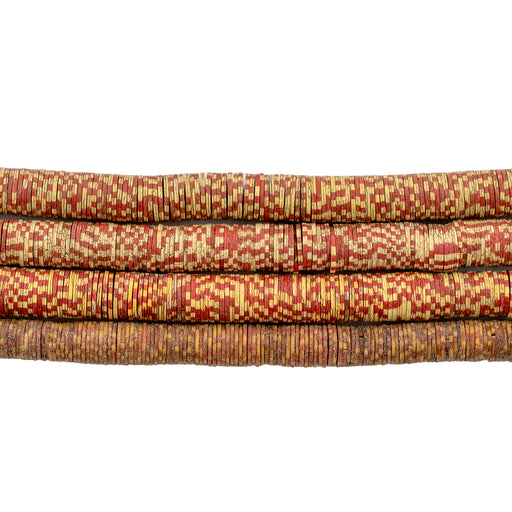 Rare Red & White Patterned Vintage Vinyl Beads (4-5mm) - The Bead Chest