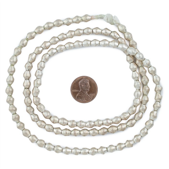 Ethiopian White Metal Bicone Beads (6x5mm) - The Bead Chest