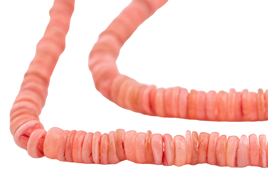Rose Pink Nugget Shell Heishi Beads (6mm)