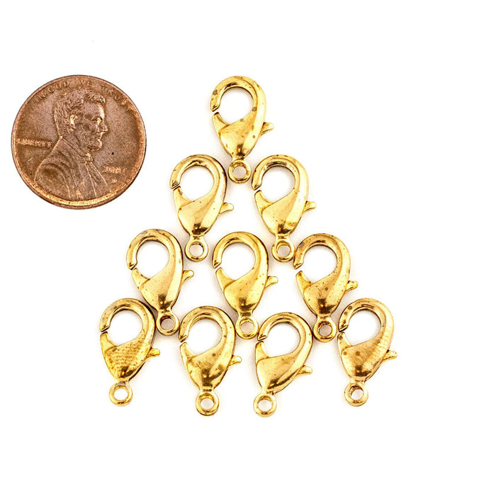 Brass Lobster Clasps (15mm, Set of 20) - The Bead Chest