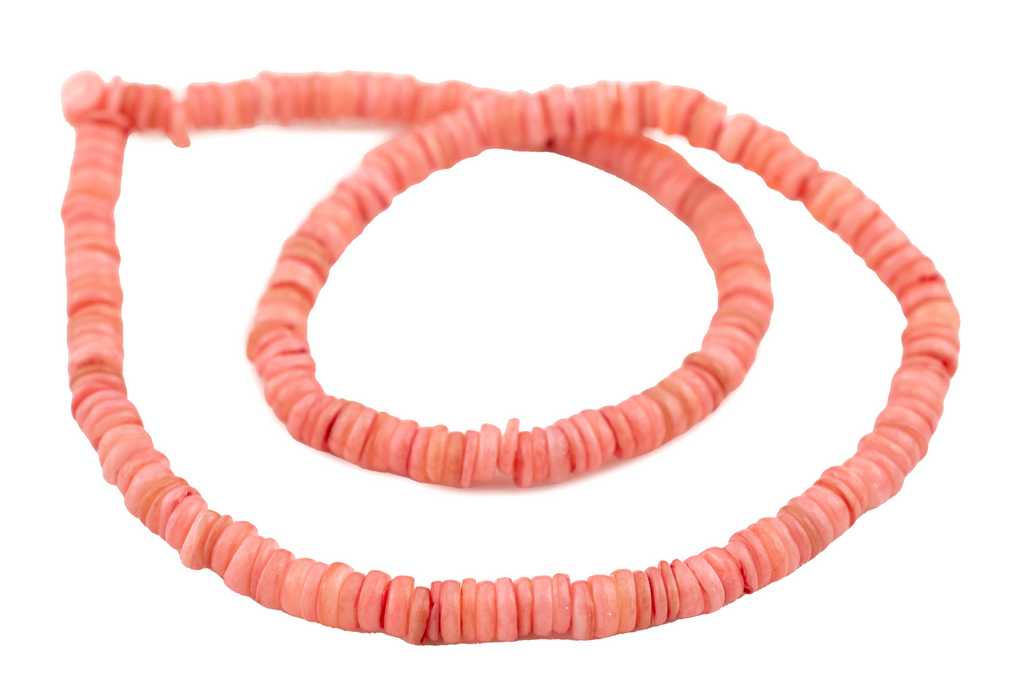 Rose Pink Nugget Shell Heishi Beads (6mm)