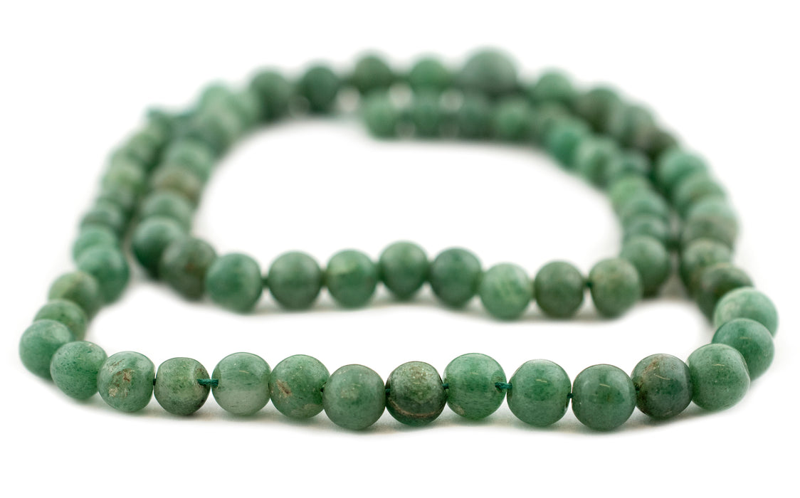 Vintage Graduated Round Green Aventurine Beads (7-13mm)
