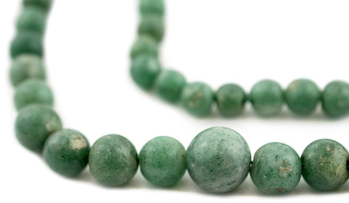 Vintage Graduated Round Green Aventurine Beads (7-13mm)