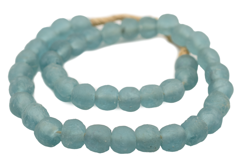 Sky Blue Recycled Glass Beads (14mm) - The Bead Chest