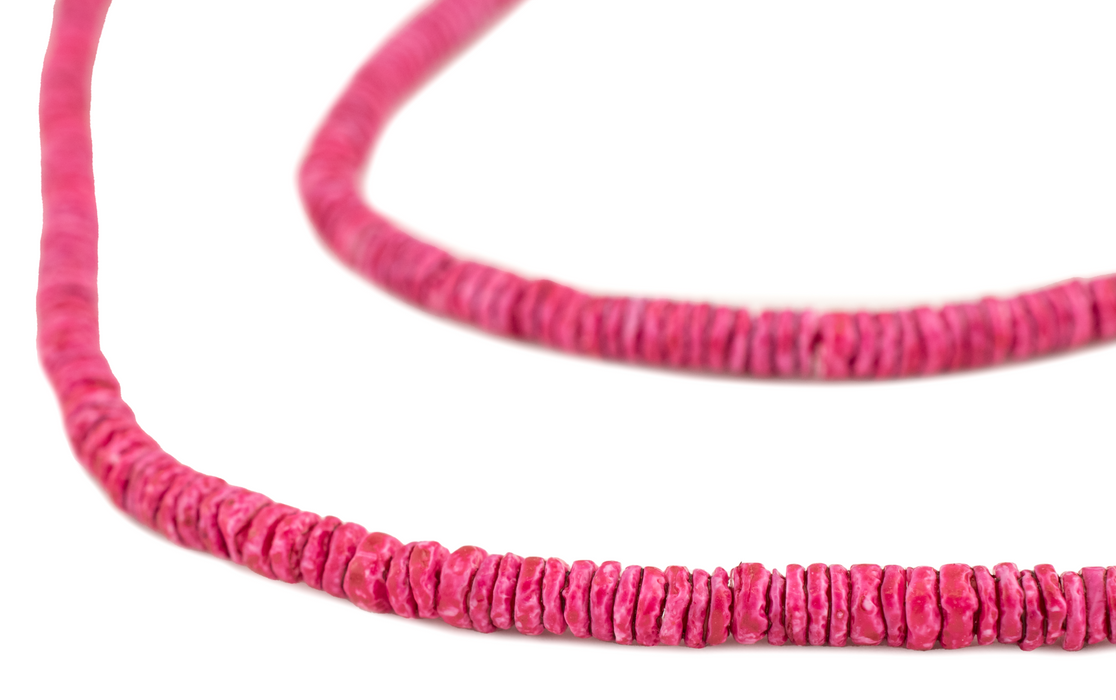 Flamingo Pink Sliced Shell Heishi Beads (5mm)