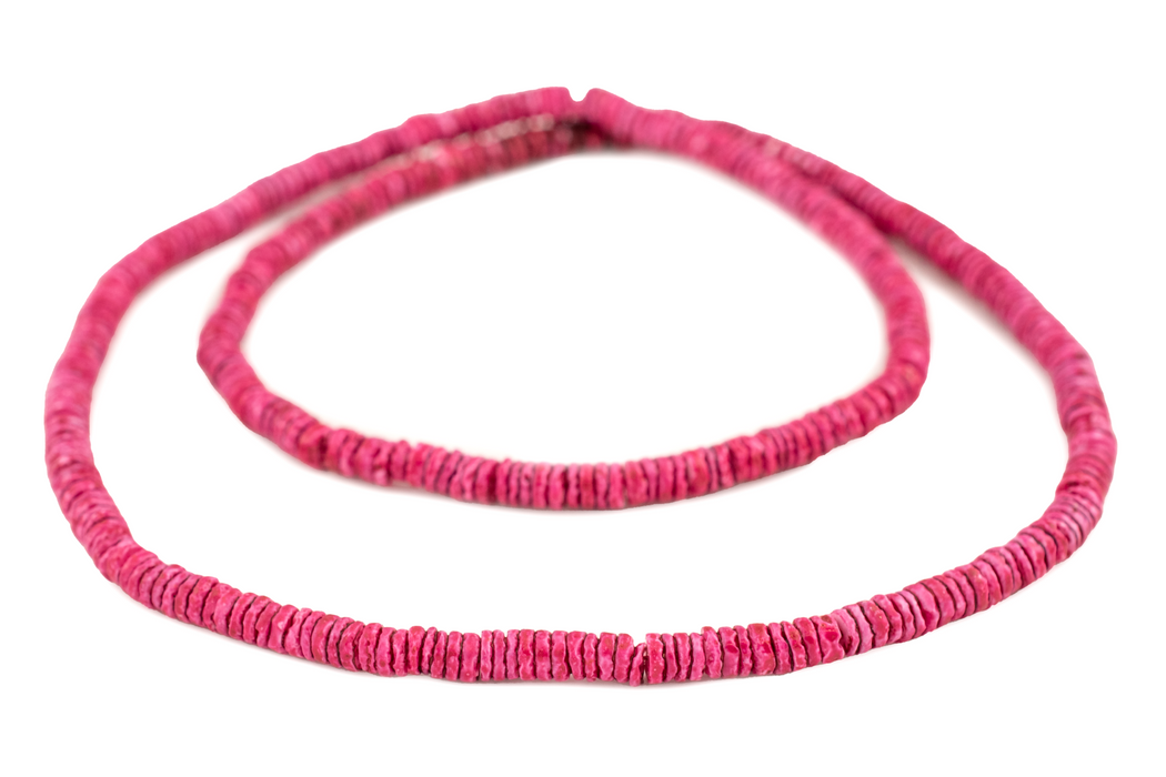 Flamingo Pink Sliced Shell Heishi Beads (5mm)