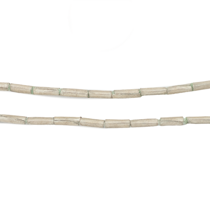 White Metal Tube Ethiopian Beads (2mm) - The Bead Chest