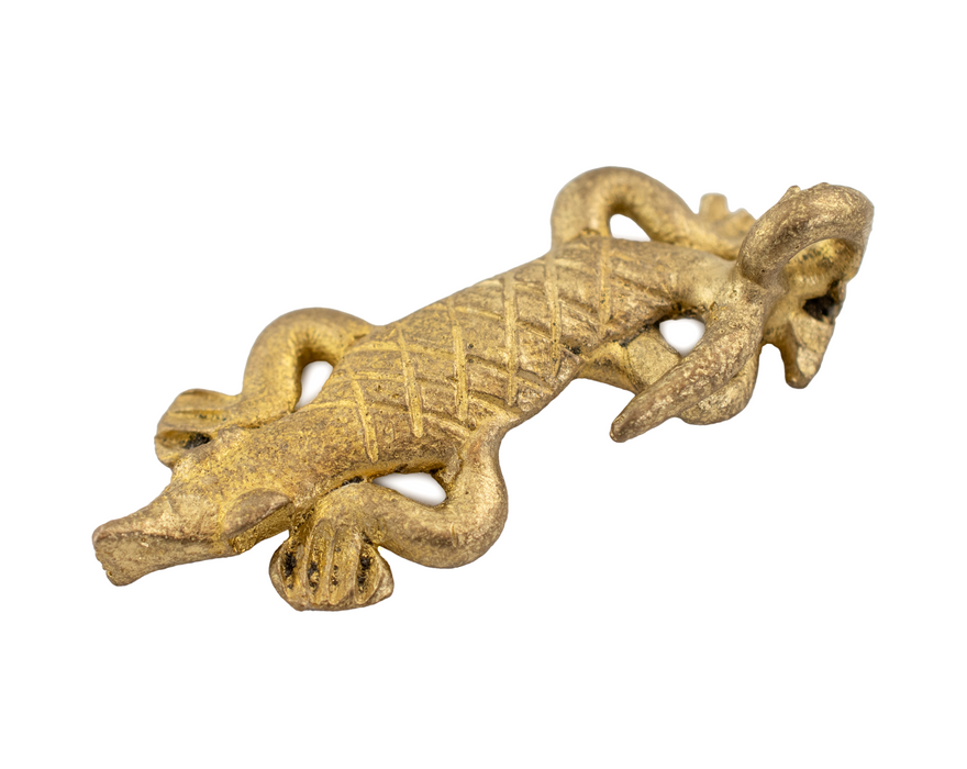 Ghanaian Lizard Brass Pendant from Africa - The Bead Chest