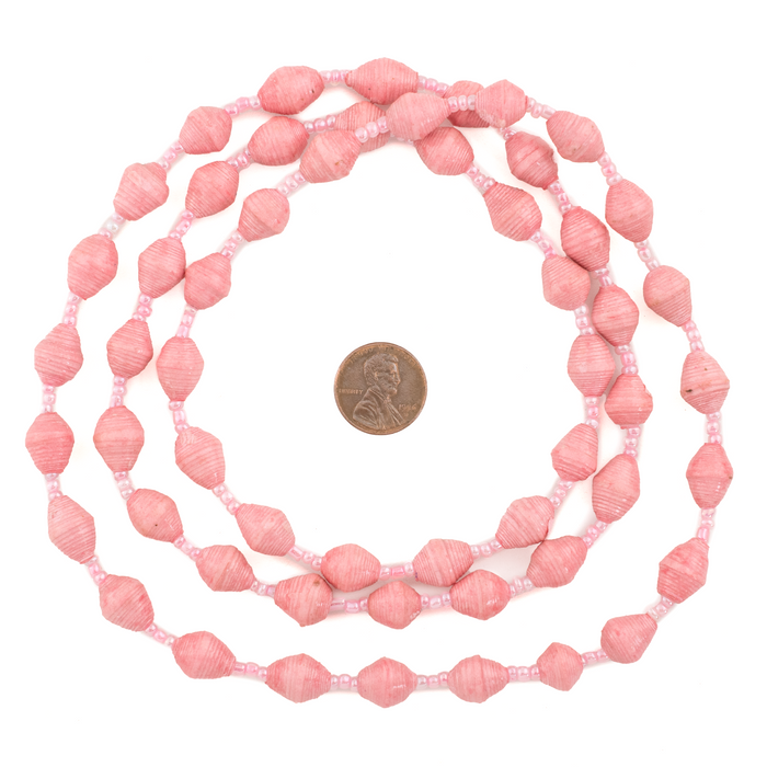 Pink Recycled Paper Beads from Uganda - The Bead Chest