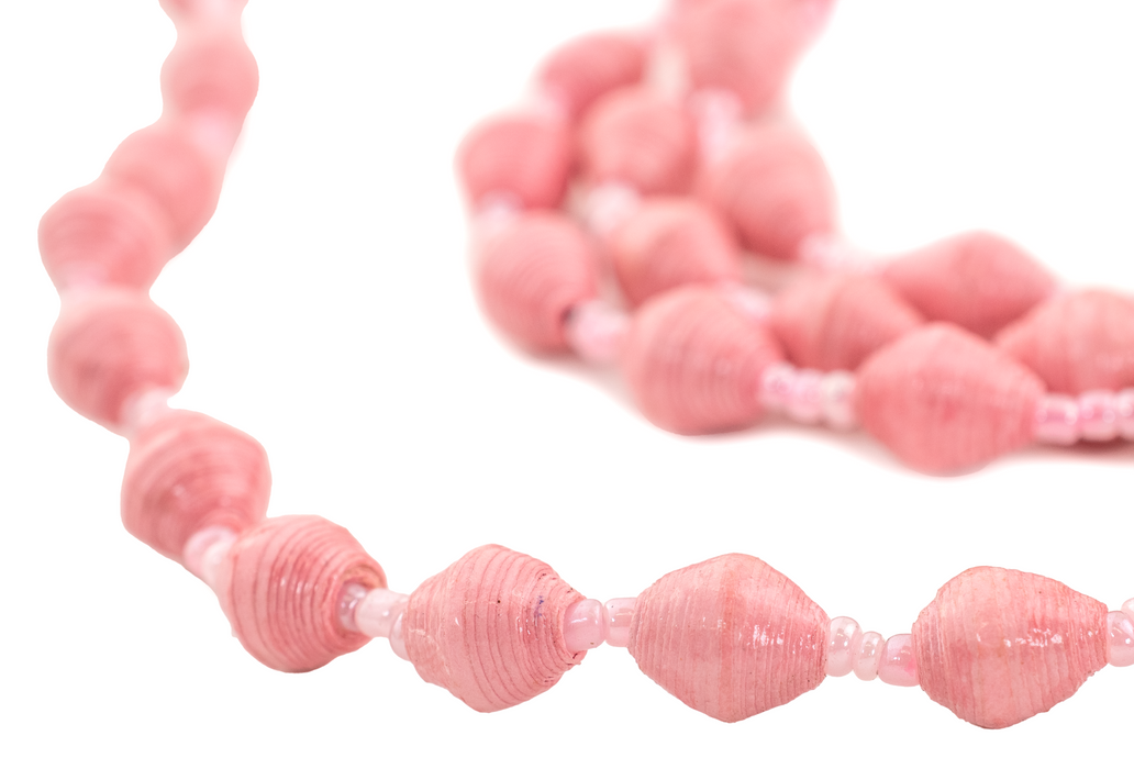 Pink Recycled Paper Beads from Uganda - The Bead Chest