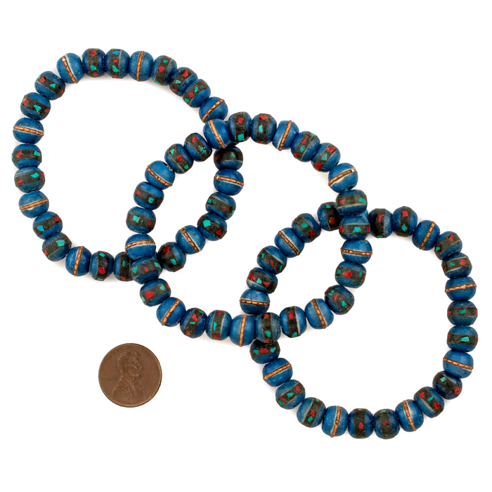 Vintage-Azul Blue Nepal Mala Bracelet - The Bead Chest