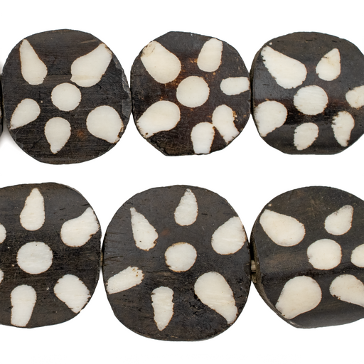 Sun Design Batik Bone Beads (Circular) - The Bead Chest