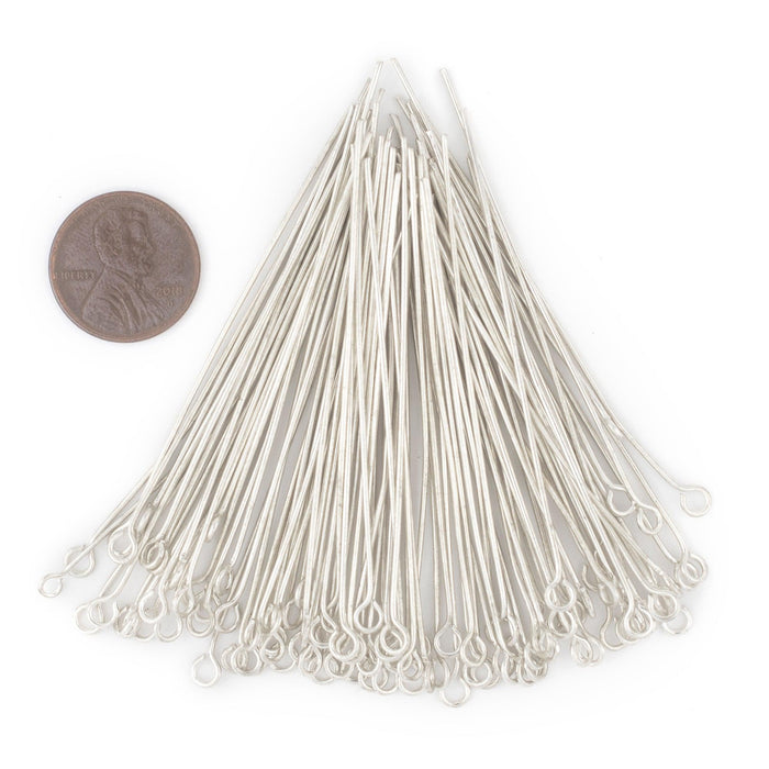 Silver 21 Gauge 2.5 Inch Eye Pins (Approx 500 pieces) - The Bead Chest